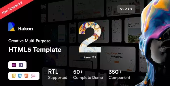 Rakon v2.0 - Creative Landing Page HTML5 Template (RTL Supported)
