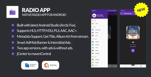 Radio App v3.0 - Native Android Radio App with AdMob & Facebook Ads
