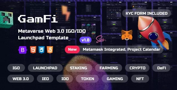 GamFi v1.8 - Metaverse Web3 IGO Launchpad HTML5 Template