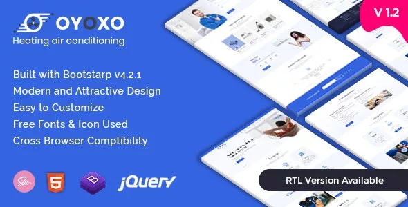 Oyoxo v1.2 - Heating Air-conditioning Services HTML Template + RTL