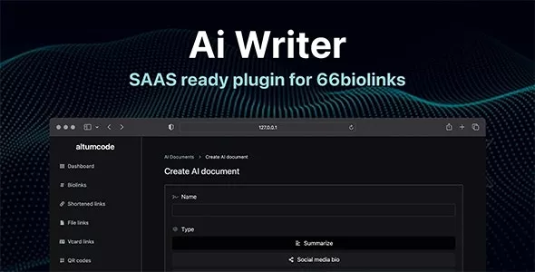 AI Writer v6.0.0 - Writing Assistant, Image Generator, Speech to Text - 66biolinks Plugin