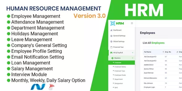 HRMS v3.0 - Human Resource Management System, ZkTeco BioMetric Time attendance, Salary, Manage Employee