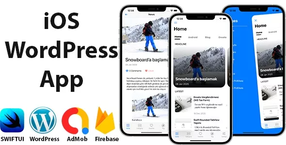SwiftUI iOS WordPress App for Blog and News Site with AdMob, Firebase Push Notification and Widget