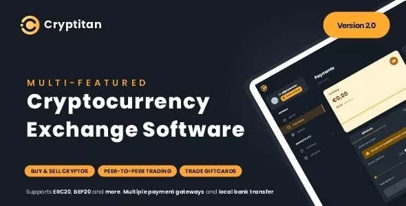 Cryptitan v1.1.3 - Crypto Multi-featured Exchange with ERC20 & BEP20 Crypto Support - Giftcard Marketplace