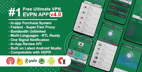 eVPN v4.2 - Free Ultimate VPN | Android VPN, Billing, Phone Booster, Admob / Push Notification