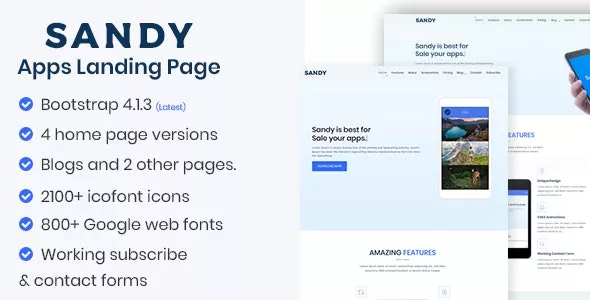 SANDY - Apps Landing Page