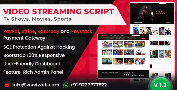 Video Streaming Portal v1.3 - TV Shows, Movies, Sports, Videos Streaming, Live TV