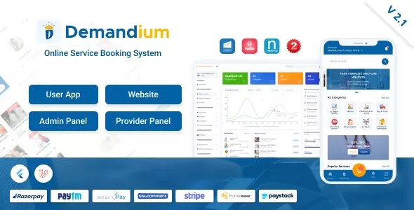 Demandium v2.0 - Multi Provider On Demand, Handyman, Home Service App with Admin Panel