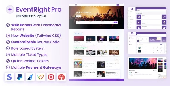 EventRight Pro v1.8.0 - Ticket Sales and Event Booking & Management System with Website & Web Panels (SaaS)