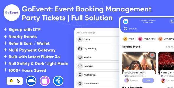 GoEvent - Event Booking Management | Event Planner | Ticket Booking | Flutter Full Solution App