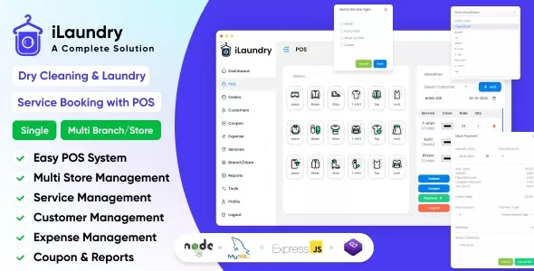 iLaundry - Dry Cleaning & Laundry Service Booking with POS | Single & Multi Branch Complete Solution