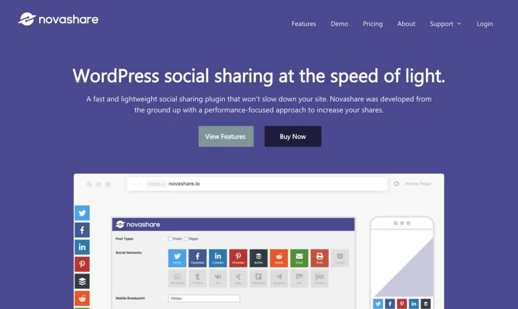 Novashare v1.2.9 - A Fast and Lightweight Social Sharing Plugin for WordPress
