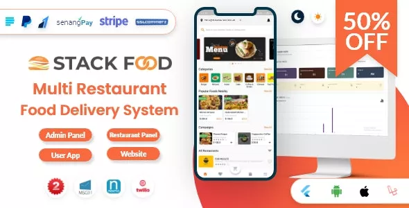 StackFood Multi Restaurant v4.1 - Food Delivery App with Laravel Admin and Restaurant Panel