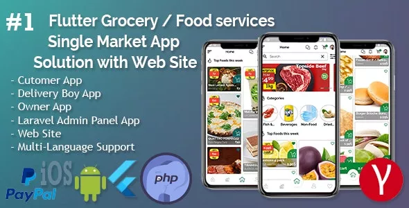Single Market Grocery/Food/Pharmacy (Android+iOS+Admin Panel) Full App Solution with Web Site v2.1.2