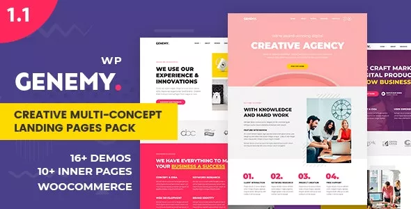 Genemy v1.6.0.1 - Creative Multi Concept Landing Pages Pack With Page Builder