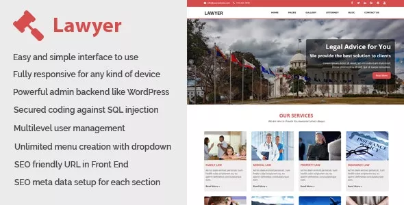 Lawyer v1.3 - Law and Attorney Website CMS